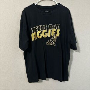 Texas A&M Aggies Black T-Shirt Short Sleeve Gold Graphics Reveille Dog Mascot